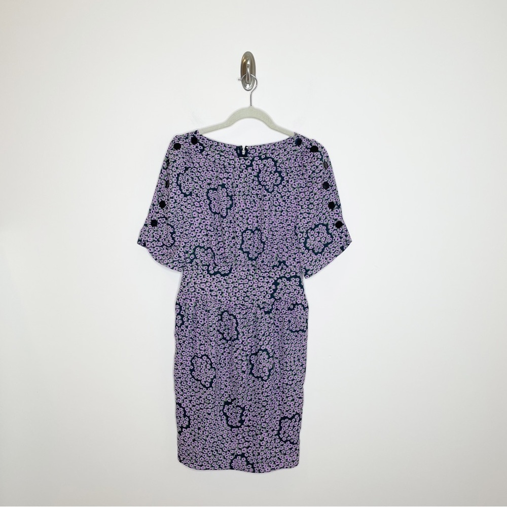 Kate Spade Flair Flora Purple Floral Print Mini Dress Deep Spruce Size 2